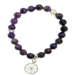 925 sterling silver amethyst beaded bracelet